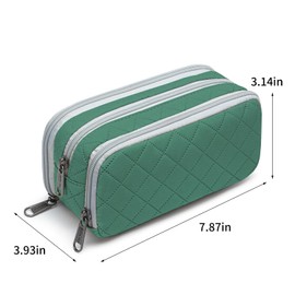 Della Gao Large Pencil Case, Big Capacity Pencil Pouch with 3 Compartments, Office Pencil Bag with Zipper, Big Pen Case for Adults (DarkGreen-03RH)