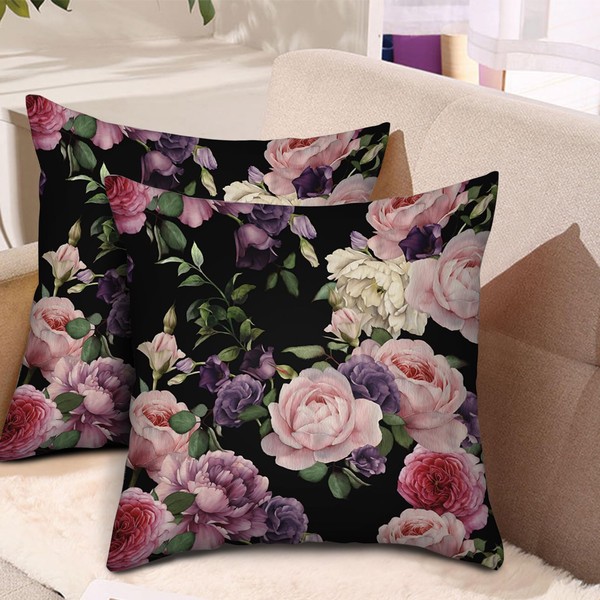 Bishilin Floral Cushion Cover, Garden Cushion Covers Flower Printed with