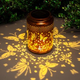 Butterfly Solar Lanterns Outdoor Garden Ornaments Birthday Gifts for Women Mom Grandma Unique，Metal Solar Decoration Outside for Yard, Patio, Backyard, Porch