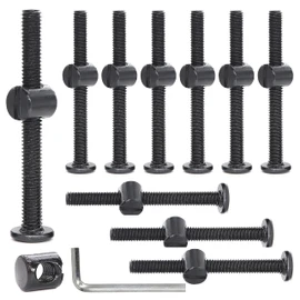 cSeao 10-Pack M6 55mm Black Socket Cap Screws Barrel Nuts Set for Furniture Crib Chairs