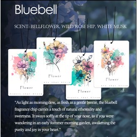 Forest Charger Flower Scented Car Air Freshener 4 Pcs, Watercolor Floral Hanging Air Freshener for Cars Closet Drawer Books, Girly Car Accessories Decor for Women