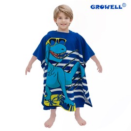 growell growell Hooded Kids Beach Towels - Toddler Bath Towel Girls Boys Swim Cover-ups for Ages 1 to 6 Kids Pool Towels Quick Dry Lightweight Soft Microfiber Poncho Towel 24x23 (Dinosaur Navy)