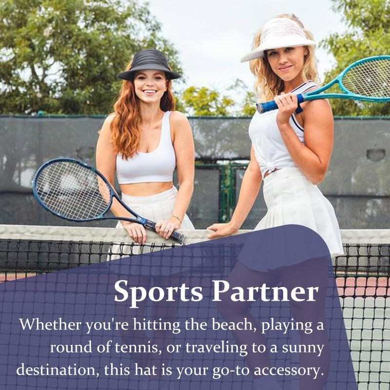 DRESHOW Women Visor Sun Hat Wide Brim Hat Adjustable Foldable