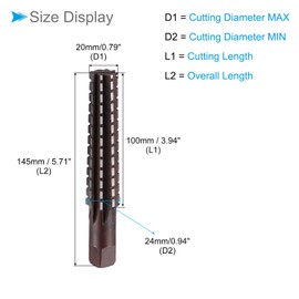 CoCud MT3 Morse Taper Reamer, H8 Accuracy 8 Flutes 20mm-24mm Cutting Dia., Steel Milling Tool - (Applications: for Aluminum Copper Plastic), 2-Pieces
