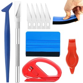 Vinyl Wrap Application Kit, 10 Pcs Premium Plastic Felt Squeegees Trimmers for Car Vinyl, Window Tint Wallpaper Installation, Bubble Free Smoothing Tools with Ergonomic Handles