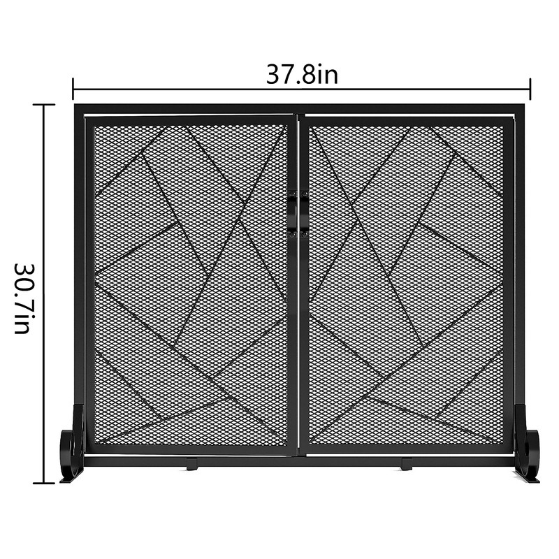 Fire Beauty Fireplace Screen with Hinged Doors Cast Iron Border