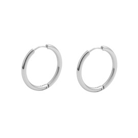 Edforce Stainless Steel Women Endless Small Rounded Tube Hoop Earrings (Silver, 16)