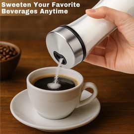 Loscarol Glass Sugar Dispenser with Adjustable 3-Hole Lid – 7 oz Sugar Shaker Jar for Coffee Bar, Tea & Baking – Airtight Glass Container with Smooth One-Handed Pour – Kitchen Countertop Accessory