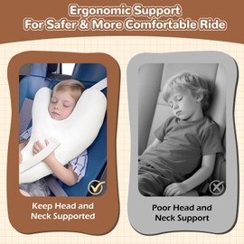 Car Travel Pillow for Kids and Adults, Y-Shaped Plush Neck Support for Sleeping, Comfortable Travel Headrest Cushion for Car, Airplane, Long Trips, Office Naps (Blue)