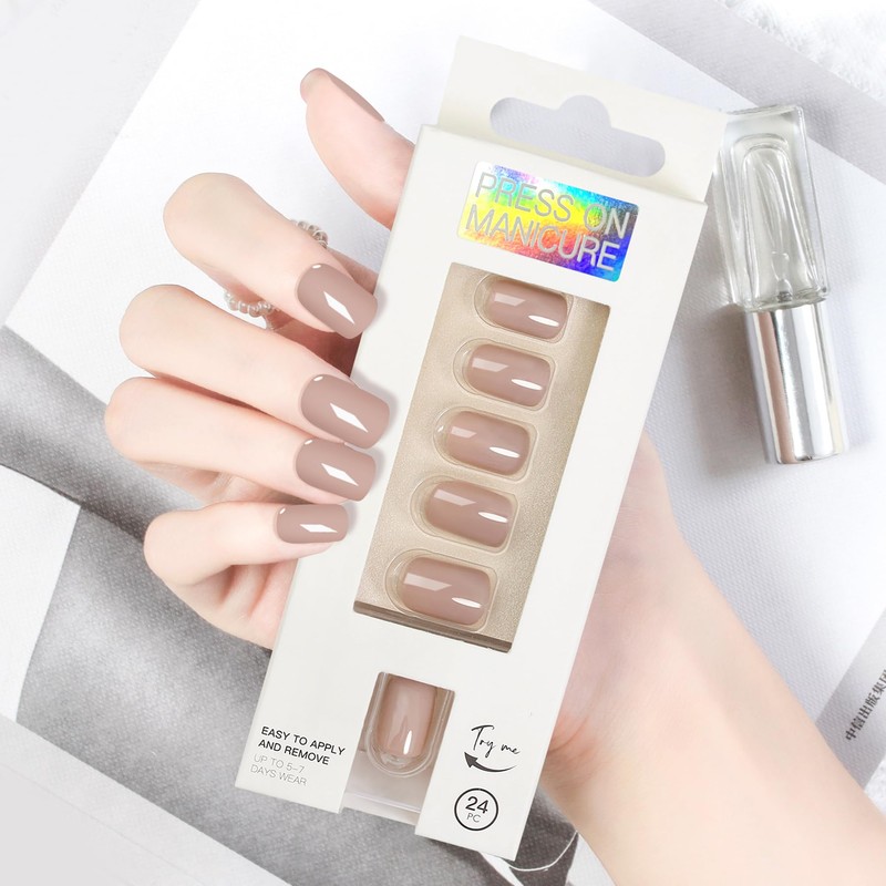 Hamefen Press On Nails, 24 Nails with Adhesive Backing Already