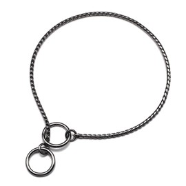 Mogoko Stainless Steel Dog Choke Chain Collar, Puppy Metal Snake Chain Pet Show Slip Collar Choker for Training Walking (Black;20.0"*4.0mm)
