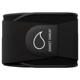 Sports Research Sweet Sweat Waist Trimmer Pro Series - Sweat Enhancing Fitness Belt for Women & Men - Adjustable Straps · Back & Core Support - Black (Med-Lrg)