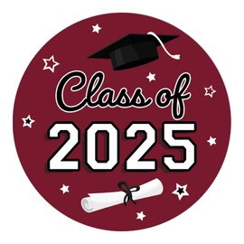 Class of 2025 Graduation Party Favors Stickers, Graduation Envelope Seals, Candy Stickers - 40 Count, Maroon Graduation Decor
