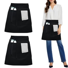 2 Pack Waist Apron, Waterproof Half Apron, Waiter Waist Apron With 2 Pockets, Anti-Dirt Waitress Serving Apron, Gardening Half Aprons, For Cooking, Cleaning, Painting,Gardening,Bistro