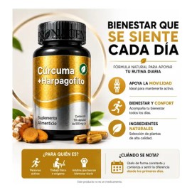 Cúrcuma Y Harpagofito (90 Caps) Pronacen Sin Sabor Suplemento Alimenticio Natural 500 Mg C/u Curcuma Longa Harpagophytum Procumbens Capsulas De Gelati