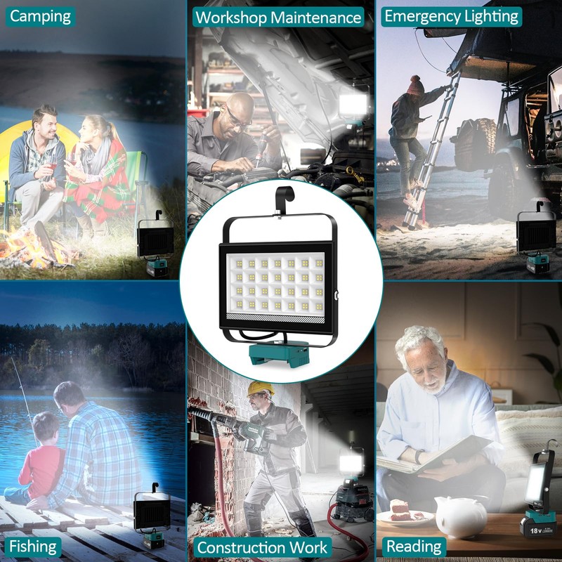 T-SUN LED Construction Spotlight for Makita 18 V, 100 W