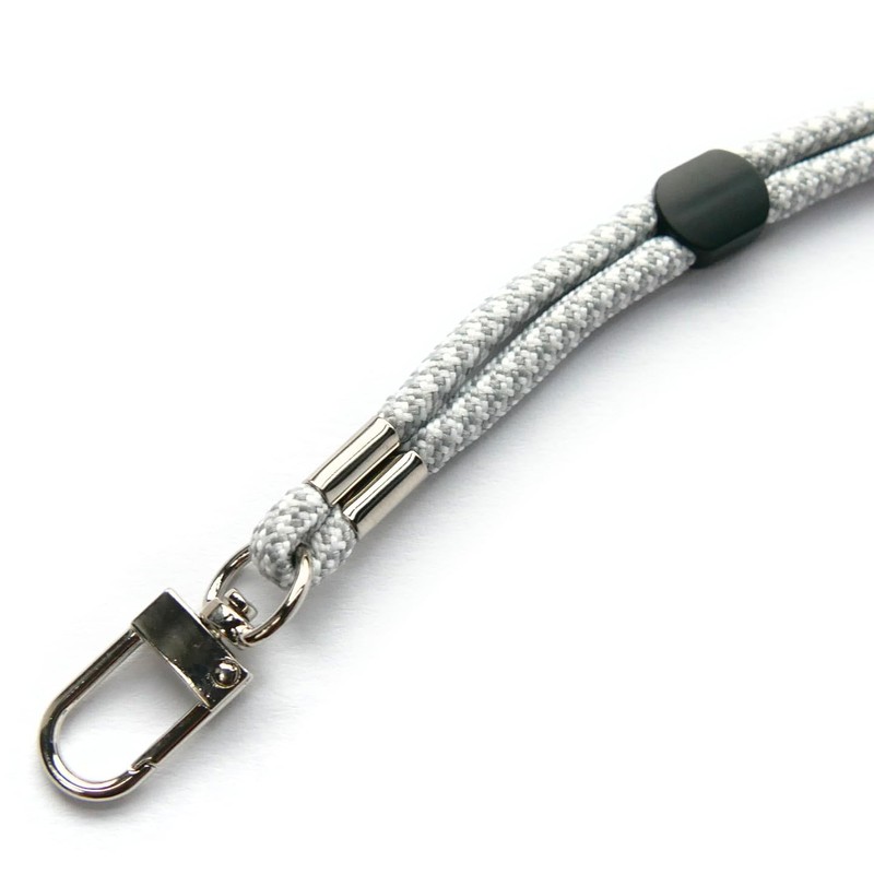 trage.band® Long Adjustable Neck Strap with Carabiner Hook, White/Grey