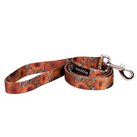 DutchDog Amsterdam Van Gogh Sunflowers Recycled Webbing Fashion Dog Leash, 5', Orange/Blue