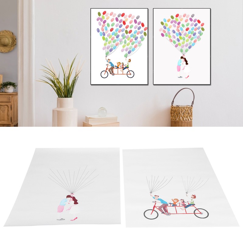 2Set Cartoon Pattern Fingerprint Painting DIY Signature Guest Book Wedding