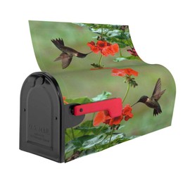 Mount Hour Hummingbirds Birds Spring Summer Red Flowers Blossom Mailbox Covers Magnetic Floral Post Box Cover Wraps Standard Size 21x18 Inches for Garden Yard Decor