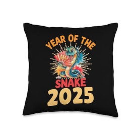 Vibrant Year of The Snake 2025 Chinese New Year Throw Pillow