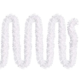 39.3 Feet/12M Tinsel Wire Christmas Garland Decoration, Shiny Gold Metallic Hanging Twist Garland for Christmas Tree Festival Home Decorations DIY Crafts (White)