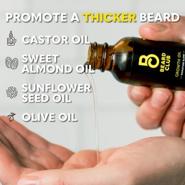 Beard Club - Beard Growth Serum with Natural Castor, Coconut and Avocado to Grow a Thicker, Fuller Beard, Fill in Patches and Stimulate Healthier Facial Hair Growth