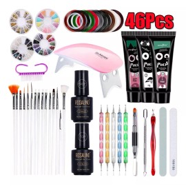 Poly Gel Set 6w Uv Led Lámpara Gel Poli Kits Manicura Uñas Gel Esmalte Se