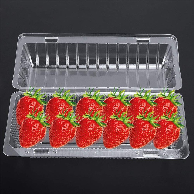 Recipiente para alimentos con bisagras cuadradas de plástico transparente, 25