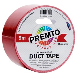 Premier Stationery Premto Mehrzweck-Klebeband, perfekt für eine Vielzahl von Kunst- und Bastelprojekten, 48 mm x 9 m, wunderschöne rote Farbe in Ketchup-Rot