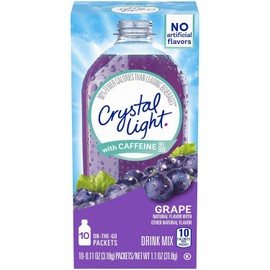 Crystal Light Raspberry Ice and Raspberry Green tea Sugar Free Drink Mix Singles, 10 ct On-the-Go-Packets, Pack of 2, One of Each Flavor, Bundled With V2U Sleeve (10 Count, Grape)