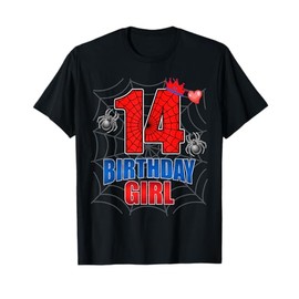 Spider Web Fourteen 14 Years Old It's My 14th Birthday Girl T-Shirt