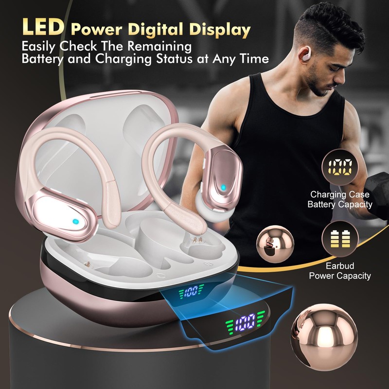 Rose Gold Bluetooth Wireless Earbuds, 2025 Latest Bluetooth Earphones, Bluetooth