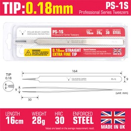 Extra Fine Tip Stainless Steel Tweezers (164mm/0.18mm/Straight) Made in England for Professional/Industrial Use Only