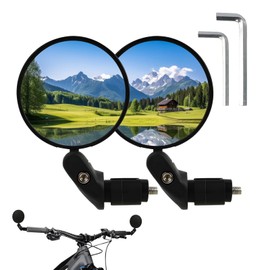 FunWorth Bike Mirrors, 2-Pack HD Wide Angle Bar End Mirrors for Handlebars UK 360° Adjustable Convex Lens with Hexagonal wrench, Fits Mountain/Road Bikes, Motorcycles & Mobility Scooters