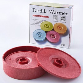 DOTERNITY Tortilla Warmer - Tortilla Server -Pancake Keeper -One Large & One Small Combination - Food Container - Perfect for Keeping Tortillas, Pancakes, Waffles Warm -Microwave Save (Red)