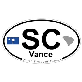 US Decal, Inc. Vance, South Carolina Oval Sticker with State Flag