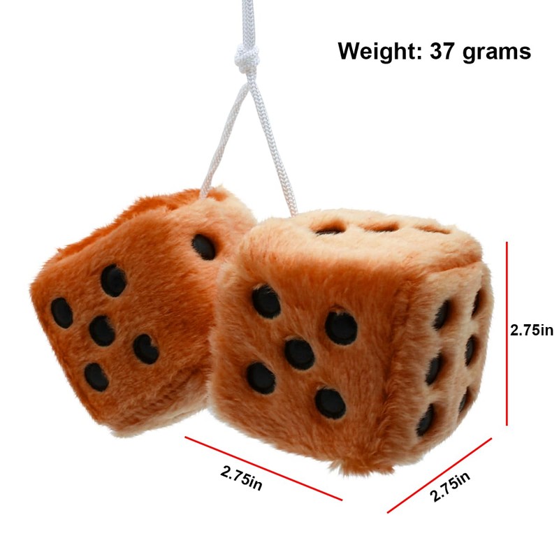 Moioee Pair of Retro Square, 3 inch Fuzzy Plush Dice