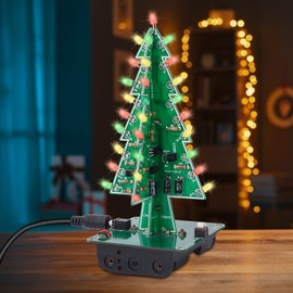 DONGKER 3D Christmas Tree Soldering Kit, DIY Electronic Kits for Students, 3 Colour LED PCB Science Project Back to School, STEM Lessons, Learning, Education, Soldering Project