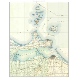 Sandusky Bay and the Lake Erie Islands 1942 Old Topographic Map USGS - Custom Composite Reprint Ohio
