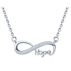 INFINIONLY Women's Girl's Necklace pendant, 925 sterling silver necklace, Infinity symbol and "Hope" element, Inlaid zircon, silver, Christmas Mother's Day Valentine's Day and Birthday gift