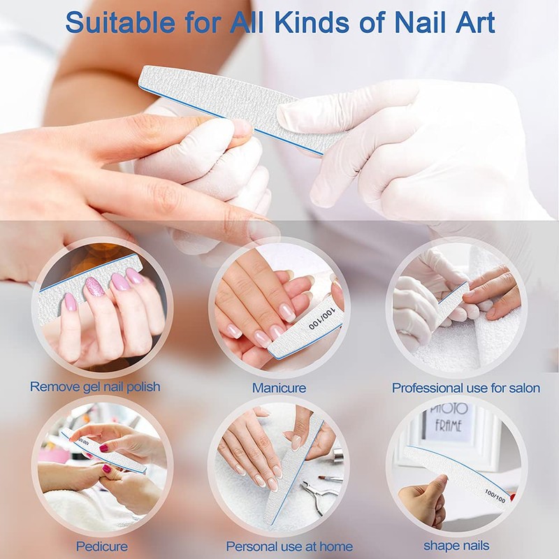 Nail File Set for Acrylic Nail Files, 100/100 Grit (12