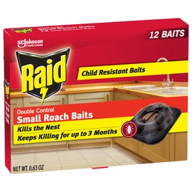 Raid Double Control Small Roach Baits, Child Resistant, For Indoor Use, Kills Roaches for 3 Months, 12 Count