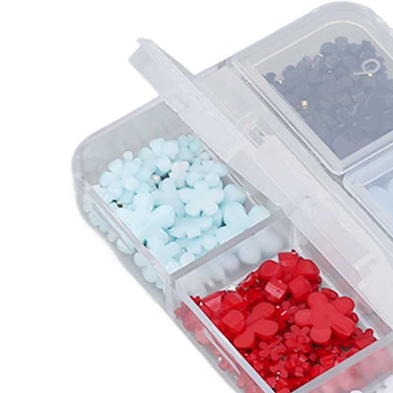 2 Boxes 12 Grids 3D Flower Nail Charms Resin DIY