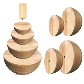 VCQIEO Wooden Pottery Clay Tools, 4 Sizes Wood Pottery Molds with Handle for DIY Ceramic Plate Dish Slump Bowls Press, Set of 5, Large