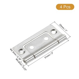 TOP-VIGOR 4Pcs Door Hinges Non-Mortise, 2 Inch No Noise Bifold Butt Cabinet Hinges for Cabinet Furniture Window Wardrobe, Silver