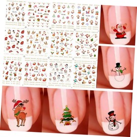 Healeved 2sets Kids Press on Nails Christmas Stickers Gel Nail Stickers Decorative Decals 48sheets*2 Random Style