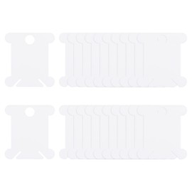 HARFINGTON 100pcs Embroidery Floss Bobbins, 1.5" x 1.4" with Thread Clips Plastic Floss Bobbins Cardboard for Cross Stitch Thread Organizer Holder DIY Craft Sewing Storage, White