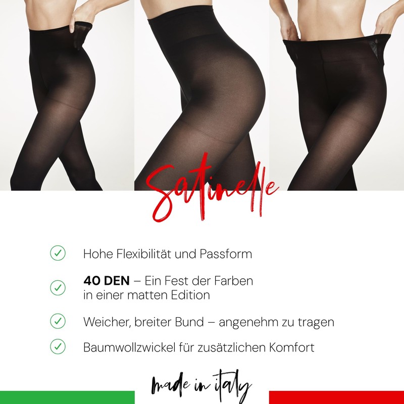 VENEZIANA NUOVA Satinelle 40 Denier Colourful Tights for Women, Microfibre,