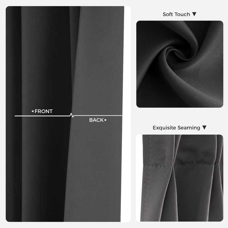 MRTREES Curtain Children's Room Curtains Grey Blackout Curtains with Ruffle